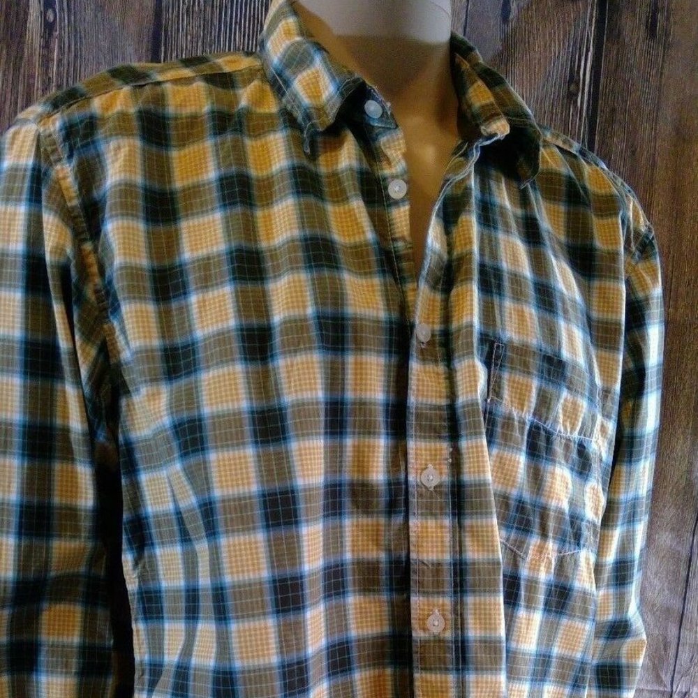 H&M LOGG Men's Plaid Button Up Shirt XL Cotton Long Sleeve Casual